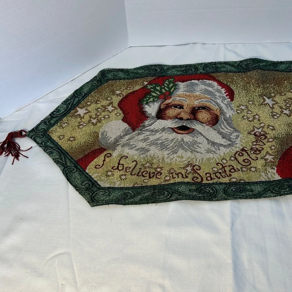 Santa Claus Christmas Table Runner I Believe in‎ Santa Claus Tassels